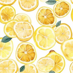 lemon background. seamless pattern with lemons. yellow wallpaper. print for fabric, wrapping paper, towel design. delicious background. beautiful fruits. Ai generation 