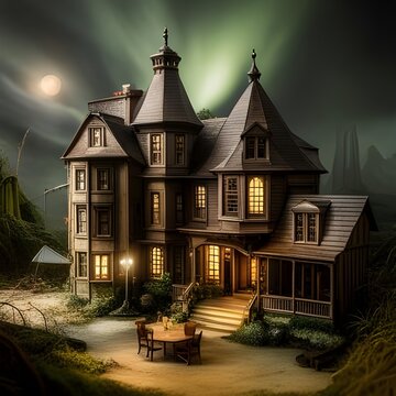 Vintage styled building in attractive, atmospheric lighting