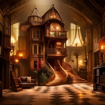 Vintage Styled Buildings In Attractive, Atmospheric Lighting