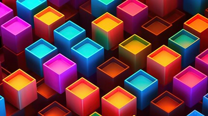 Neon Photo isometric cubes seamless pattern 3d render cubes backgroundA professional photography should use a high - quality Generative AI