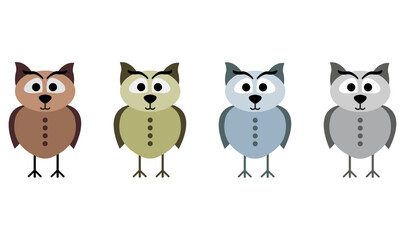 Animal faces hand drawn characters - Owl - Bird - Dog - Cat - Bat - Animal faces