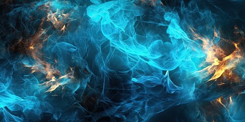 Obraz premium blue smoke and fire with space for copy as a background for mock-ups in a commercial-themed image as a JPG horizontal format. generative ai