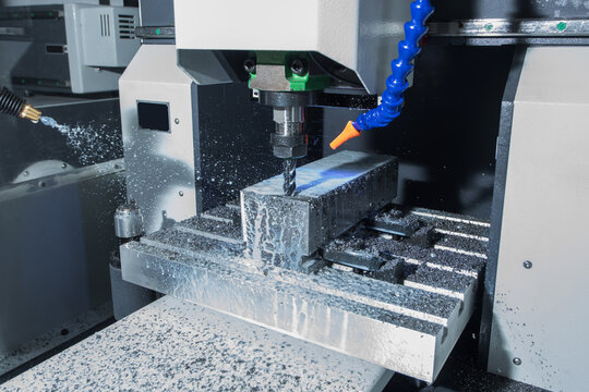 Milling metal with an end mill on a CNC machine