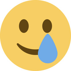 Top quality emoticon. Emoji smile and tears. Happy Smiling face. Tears. Yellow face emoji. Element.