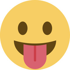 Top quality emoticon. Taunting emoji. Squinting face, grin with tongue out . Yellow face emoji. Popular element.