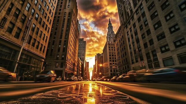 New york city at Sunset wallpaper - Golden hour photography