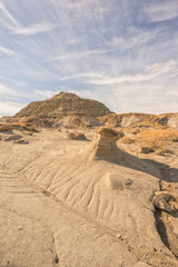 Beautiful sky over formations in Alberta Dinosaur Provincial Park