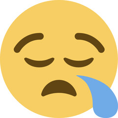 Top quality emoticon. Crying emoji. Sad emoticon face with tear drop. Yellow face emoji. Popular element.
