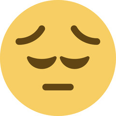 Top quality emoticon. Persevering emoji. Helpless face with scrunched eyes. Yellow face emoji. Popular element.