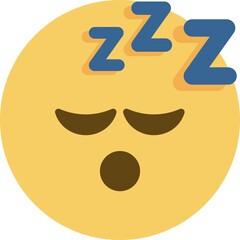 Top quality emoticon. Sleeping emoji. Snoring emoticon, Zzz yellow face with closed eyes. Yellow face emoji. Popular element.
