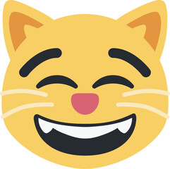 Grinning Cat with Smiling Eyes emoji vector icon. A cartoon cat variant of Grinning Face With Smiling Eyes. Depicted as yellow on major platforms.