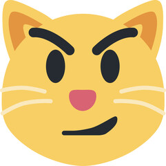 Cat with Wry Smile emoji vector icon. A cartoon cat variant of Smirking Face. Depicted as yellow on major platforms.