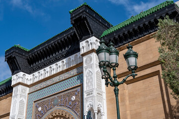 Details of the facade and main gate of the Royal Palace of Casablanca.