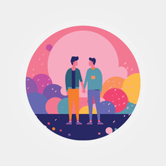 lgbt couple holding hands, vector illustration