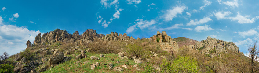 Fototapeta na wymiar Stony Demerdzhi Mountain panorama view (Crimea, Ukraine), and 