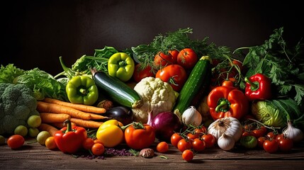 Photo raw organic vegetables with fresh ingredients A professional photography should use a high - quality Generative AI