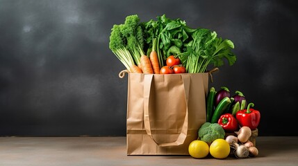 Photo shopping or delivery on bag healthy food background A professional photography should use a high - quality Generative AI