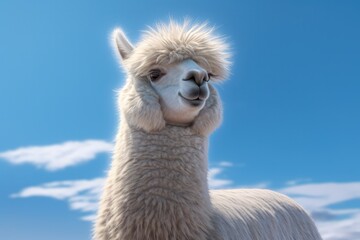 Fototapeta premium Very cute alpaca, Portrait of white alpaca.