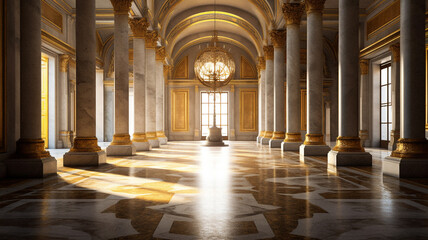 Obraz premium Empty classic greek room with no furniture, created with generative AI technology