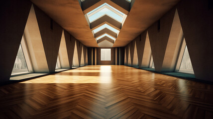 Obraz premium Empty futurist modern room with no furniture, created with generative AI technology