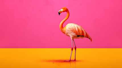 Fototapeta na wymiar pink flamingo on the water