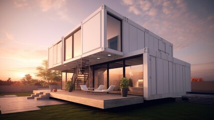 Modern container house, Conceptual modern house made from recycled containers.
