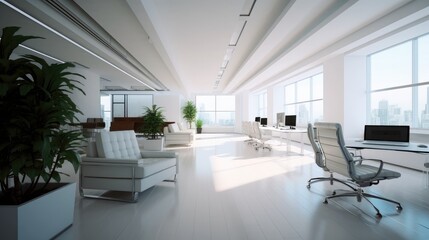 Fototapeta premium Modern white and open space office interior.