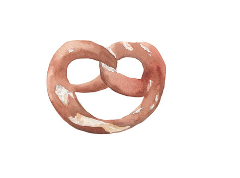 recommend clip art: Pretzel food watercolor  illustration on transparent background. Greeting card, travel flyer, party invitation. Hand painted Menu, bakery, restaurant, salted, snack.