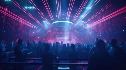 The crowd in a concert, Smoke, Concert spotlights.