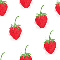 Hand drawn watercolor strawberry seamless pattern