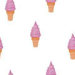 Ice cream watercolor seamless pattern