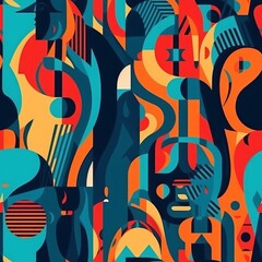 Obraz premium Abstract seamless pattern in modern style, vibrant abstract digital paper, seamless design for printing, colorful mosaic.