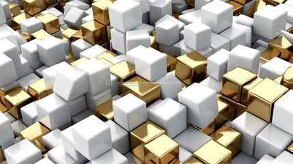 White gold Photo isometric cubes seamless pattern 3d render cubes background A professional photography should use a high - quality Generative AI