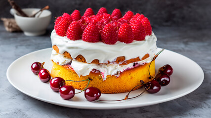 cheesecake with berries and mint
