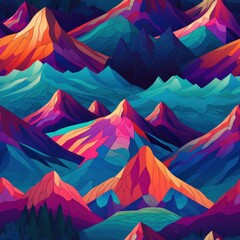 Fototapeta na wymiar Mountain digital paper in vector style, seamless pattern, seamless texture, colorful mountains pattern, vector style mountains