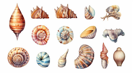 watercolor stickers set of under water life, ai generative
