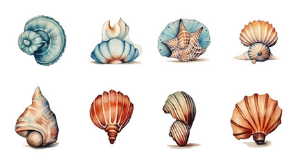 Obraz premium watercolor stickers set of under water life, ai generative