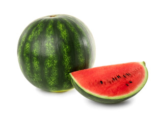 Fresh watermelon and piece on white background