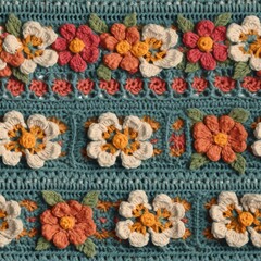 Fototapeta na wymiar Crochet Digital Paper, Seamless Cottagecore Pattern, Seamless Cottagecore Texture, Seamless Crochet Pattern, Knitted Texture