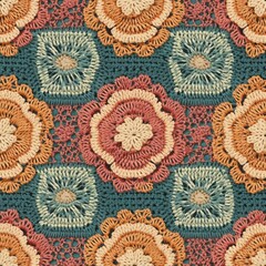 Crochet Digital Paper, Seamless Cottagecore Pattern, Seamless Cottagecore Texture, Seamless Crochet Pattern, Knitted Texture