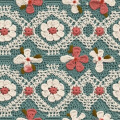 Crochet Digital Paper, Seamless Cottagecore Pattern, Seamless Cottagecore Texture, Seamless Crochet Pattern, Knitted Texture