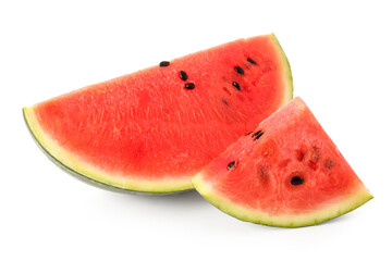 Pieces of fresh watermelon on white background