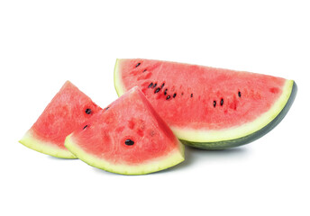 Pieces of fresh watermelon on white background
