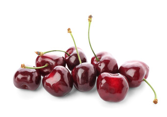 Sweet cherries on white background