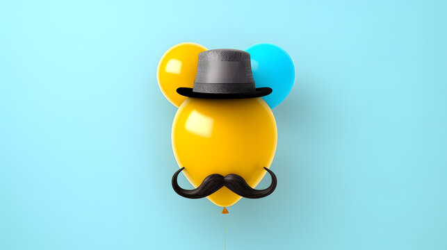 DIA DOS PAIS CHAP&Eacute;U BAL&Atilde;O BIGODE EM FUNDO ISOLADO
