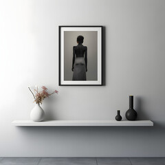 Frame mockup. Coastal Scandinavian interior style. minimalism concept. Vertical templates for artwork, painting, photo or poster mockups. 3d .