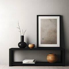 Frame mockup. Coastal Scandinavian interior style. minimalism concept. Vertical templates for artwork, painting, photo or poster mockups. 3d .