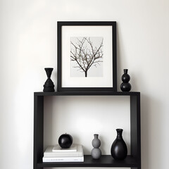 Frame mockup. Coastal Scandinavian interior style. minimalism concept. Vertical templates for artwork, painting, photo or poster mockups. 3d .