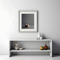 Frame mockup. Coastal Scandinavian interior style. minimalism concept. Vertical templates for artwork, painting, photo or poster mockups. 3d .