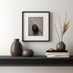 Frame mockup. Coastal Scandinavian interior style. minimalism concept. Vertical templates for artwork, painting, photo or poster mockups. 3d .